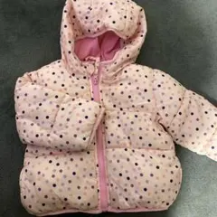 水玉模様フード付きジャケット ダウン　ピンク　ジャンパー　アウター