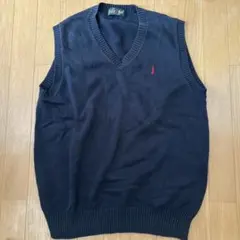 ネイビー Vネック ノースリーブ セーター