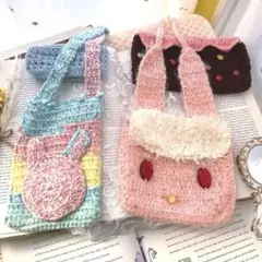 まもなく終了✨うさぎ かぎ編みのバッグや小物 ４点　作家もの