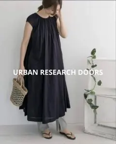 アーバンリサーチDOORS ドレス コットンボイルノースリーブギャザーワンピース