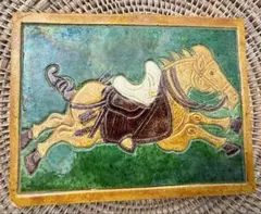ヴィンテージ　馬の陶器彫刻 壁飾り　午年　縁起物①