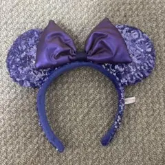 ディズニー カチューシャ スパンコール リボン 紫 キラキラ