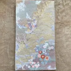 鶴と若松柄の上品な唐織袋帯 銀地 鶴 菊 秋草 正絹 フォーマル セミフォーマル