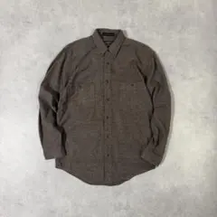 90s Eddie Bauer 長袖シャツ ブラウン グレー ヘザーカラー