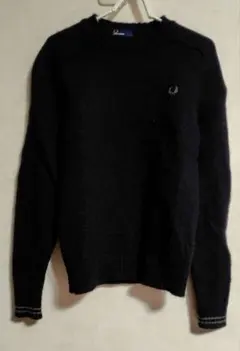 FRED PERRY ダークブルー クルーネックセーター L（やや小さめ※）