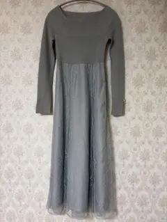 マイストラーダ Mystrada ラメレースドッキングワンピース ニット ミント