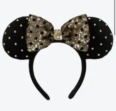 ディズニー ドット柄 リボンカチューシャ ミニー スパンコール