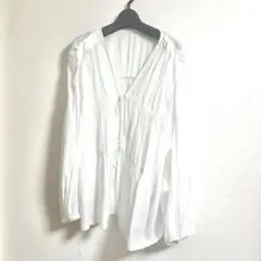 【美品】Green Label Relaxing/ホワイト/長袖ブラウス/前開き
