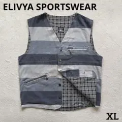 ELIVYA SPORTSWEAR ボーダー ベスト XL ジップポケット