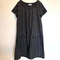 Pheroldyピンストライプ チュニックワンピースグレー×ホワイト M 綺麗め