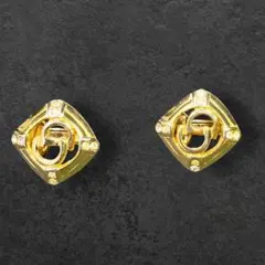 ヴィンテージ ディオール CDロゴ イヤリング スクエア ゴールド 10