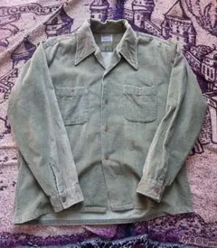 【60s】　コーデュロイシャツ　オープンカラー　ボックスシルエット