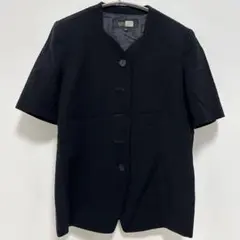 東京ソワール SOIR BENIR 半袖 ノーカラージャケット 11号 ブラック