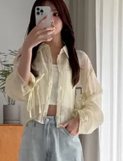 【値下げ不可】GRL ワッシャーシアードロストスリーブシャツ[dk1157]