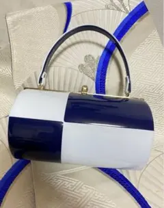 和装用バッグ ネイビーとホワイト和装バッグ　振袖　成人式　卒業式