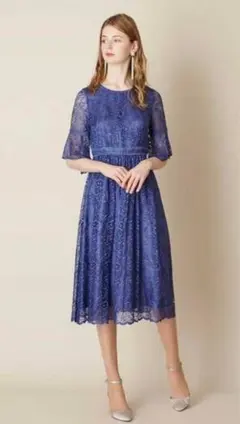 Aimer フレアスリーブハシゴレースドレス M