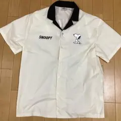 美USJ ユニバ スヌーピー ボーリングシャツ 半袖 アイボリー Lのサムネイル