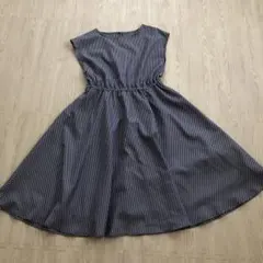 イマージュ　ストライプ柄 ノースリーブ ひざ丈ワンピース