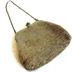 美品 ビーズバッグ パーティー 和装 洋装 ゴールド　ビーズ