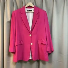 ZARA セットアップ　テーラードジャケット　スラックス　ピンク　マゼンタ