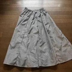 dessin 白×黒チェックロングスカート
