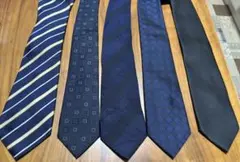 メンズ ネイビー系 ネクタイ 5点セット