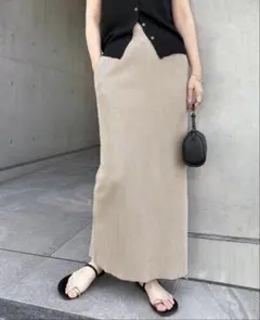 andme セルフカットリブロングタイトスカート Ｌ
