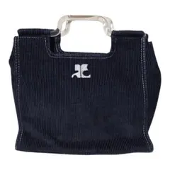 courreges　クレージュ　ハンドバッグ　コーデュロイ　クリアハンドルのサムネイル