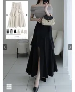 GRL アシンメトリーラッフルスリットスカート