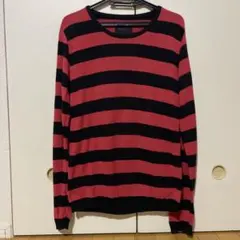 lounge lizard/ラウンジリザード 赤黒ストライプ長袖ニットのサムネイル