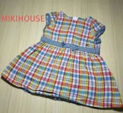 MIKIHOUSE　ミキハウス　ワンピース　90 チェック柄　ロゴ　刺繍