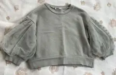 M.P.S. くすみグリーンパフスリーブ トレーナー 105