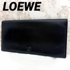 美品　ロエベ 長財布 アナグラム 札入れ シボ革 レザー ブラック スペイン製のサムネイル