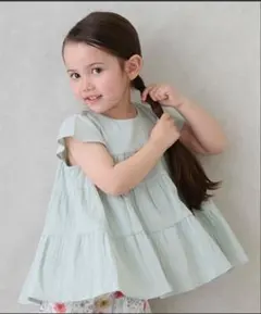 petit main スマイル　リンク　楊柳チュニック　ライトグリーン　110