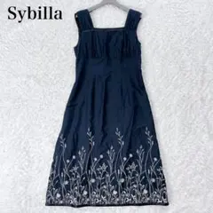 シビラ ノースリーブ 刺繍 ワンピース L