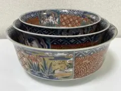 【現状品】古伊万里 有田焼 三ツ鉢 金彩 朱絵 アンティーク 時代物