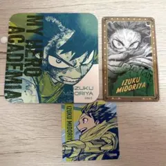 ヒロアカ 原画展 ステッカー アートコースター 箔押しクリアカード 緑谷出久