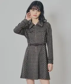 REDYAZEL クラシカルチェックZIPミニワンピース