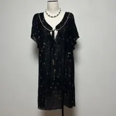 ツモリチサト ブラウス サイズ2 刺繍 ボタン留め レース シルク混 