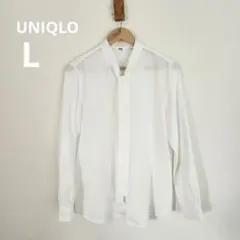 美品 UNIQLO ユニクロ レーヨンボウタイブラウス ホワイト L