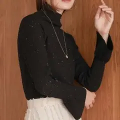 Bab♡ラメ黒のタートルネックセーター