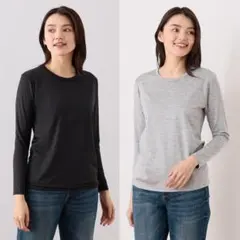 ブリーズテックス 防風 透湿 裏起毛 クルーネック長袖インナー ２枚セット