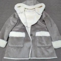 GLOBAL WORK キッズXXL　フード付き　コート　グレーベージュ