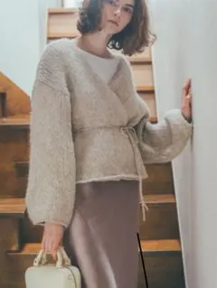 専用出品！U by SPICK&amp;SPAN  カシュクールカーディガン　ベージュ ペーパーヤーンカシュクールカーディガン(F MINT GREEN): トップス