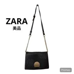 美品❇️ZARA 合成皮革 キルティング ショルダーバッグ ブラック チェーン 黒