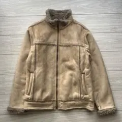 ムートン風ファー ジップアップジャケット ベージュ