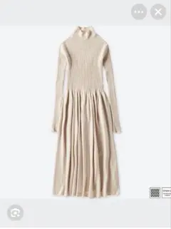 ￼ UNIQLO U 3Dメリノリブ モックネックワンピース L オフホワイト