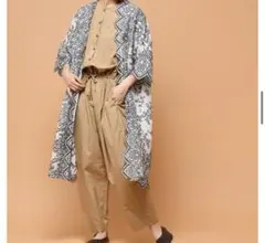 PUAL CE CIN スカラップ刺繍ワンピース お花 7分丈 モノクロのサムネイル
