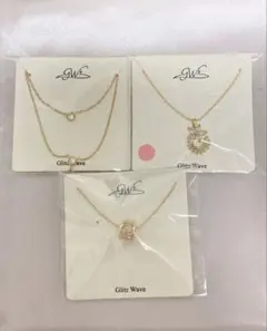 Luludiy Glitz Wave ネックレス 3点セット ゴールド系