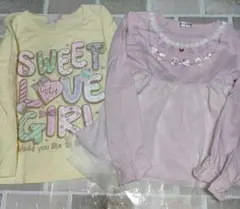 長袖カットソー 2点セット イエロー ピンク　130 女児　春服